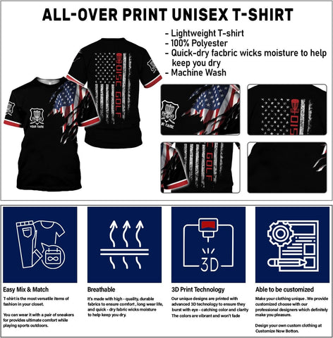 Personalized Disc Golf T-Shirt 3D All Over Printing S-5XL, Disc Golf Shirts for Men, Mens Disc Golf Tee Shirt