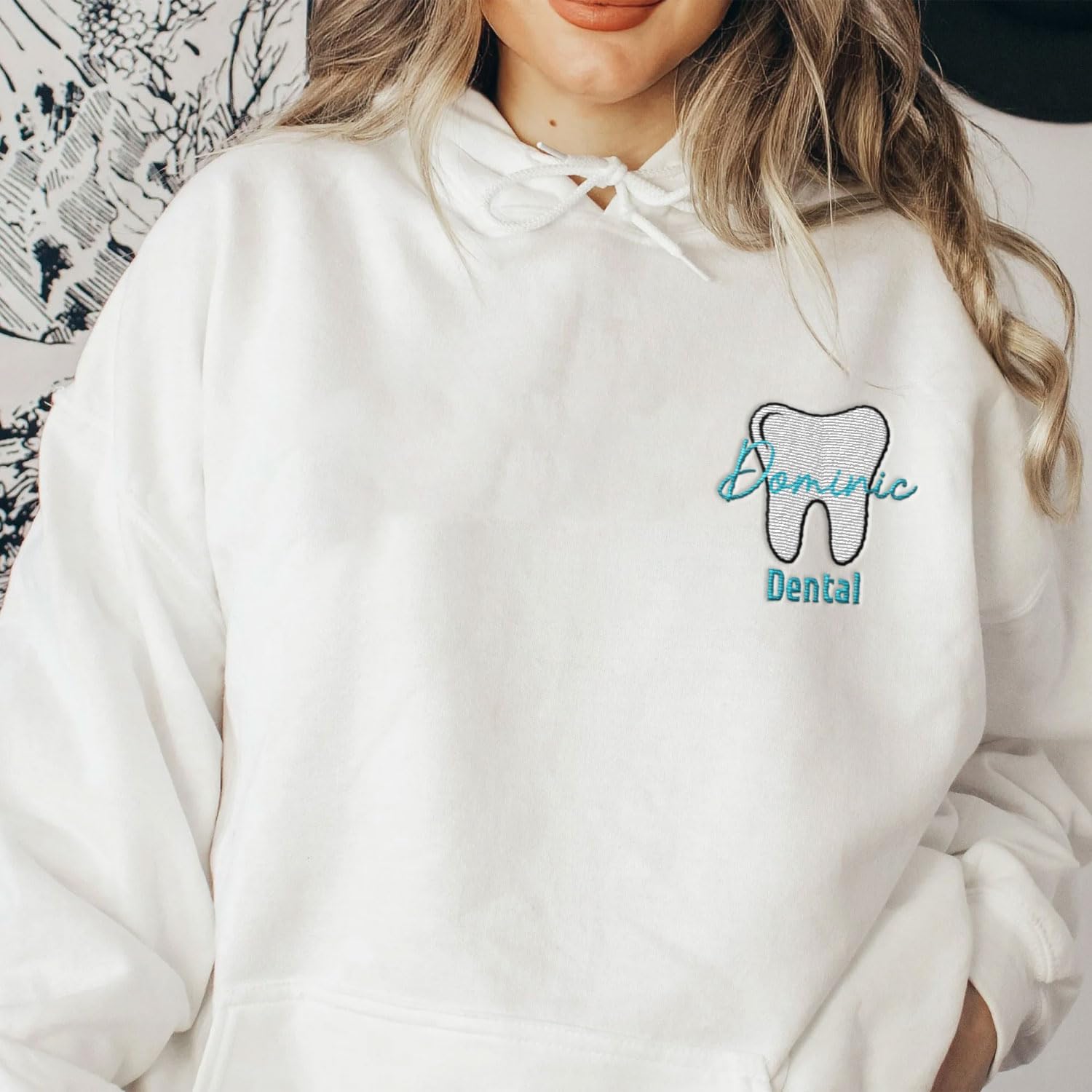 Personalized Dental Assistant Dental Hygienist Embroidered Sweatshirt Crew Neck Smile Dental Teeth Dentist Shirt Long Sleeve