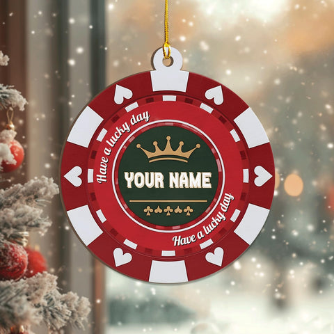 MAPrints Personalized Poker Christmas Ornament 2024, Poker Player Ornament, Sport Keepsake Present, Playing Cards Deck Wood Game Ornaments, Poker Aces Cards Chips Gambling Ornament (PK 5)