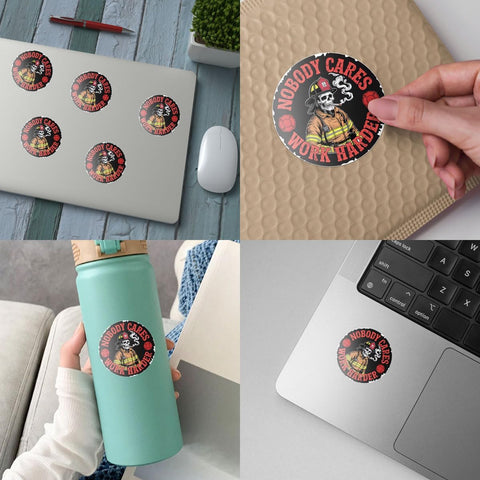 (3PCS) Nobody Cares Work Harder Firefighter Sticker, Gifts for Firefighters, Firehouse Crew, Fire Department Member, First Responders, Rescue Workers, Firefighting Humor Fans 3 Inch