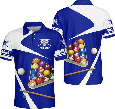 Custom Billiard Polo Shirts for Men Women Personalized Name Team 8 Ball Shirt Billiards Apparel Pool 3D Tshirts Gifts Player