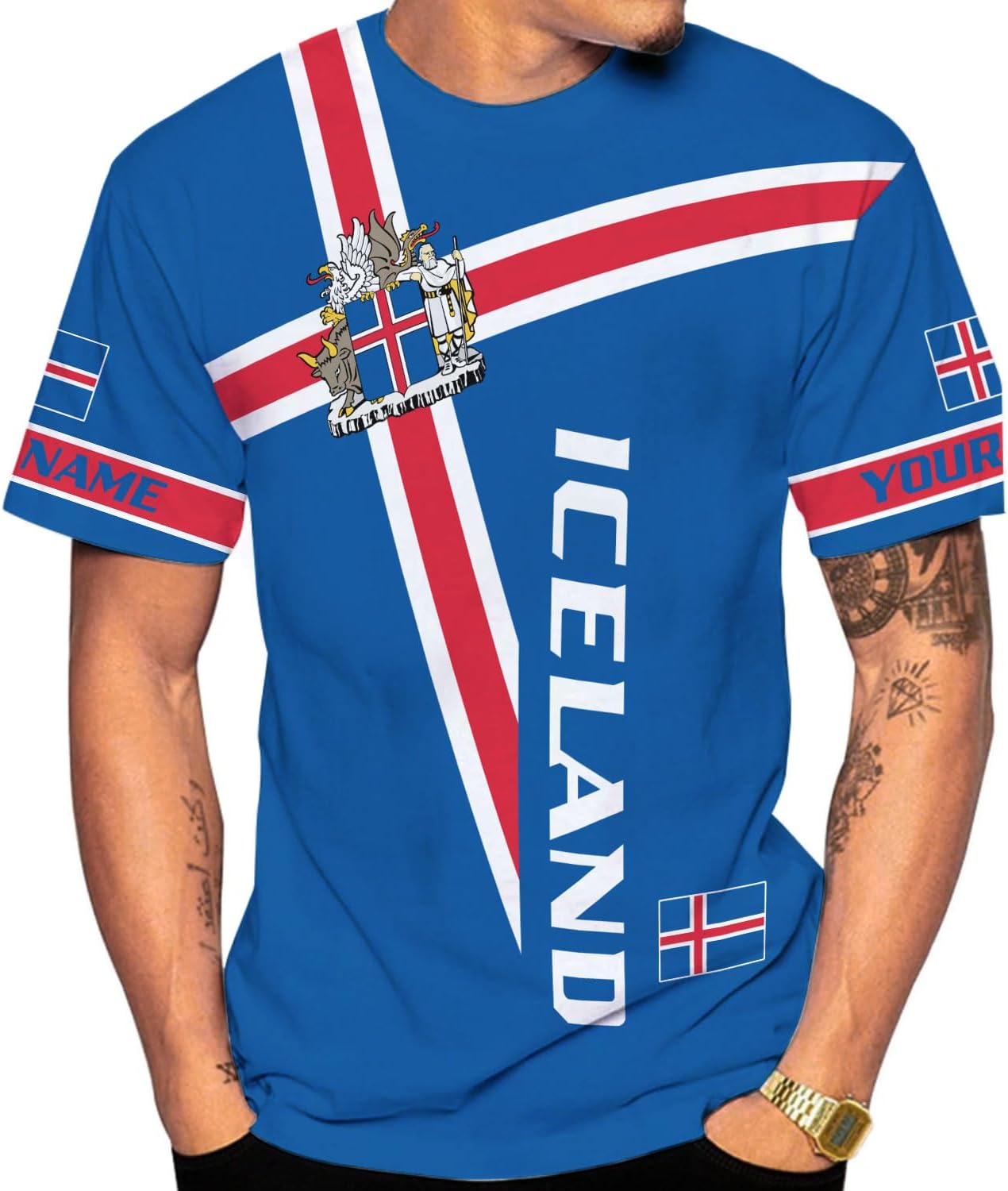 MoonArt Personalized Iceland Shirt 3D, Reykjavik Souvenir Tshirt Icelandic Pride Flag T-Shirt Men Women Shirts