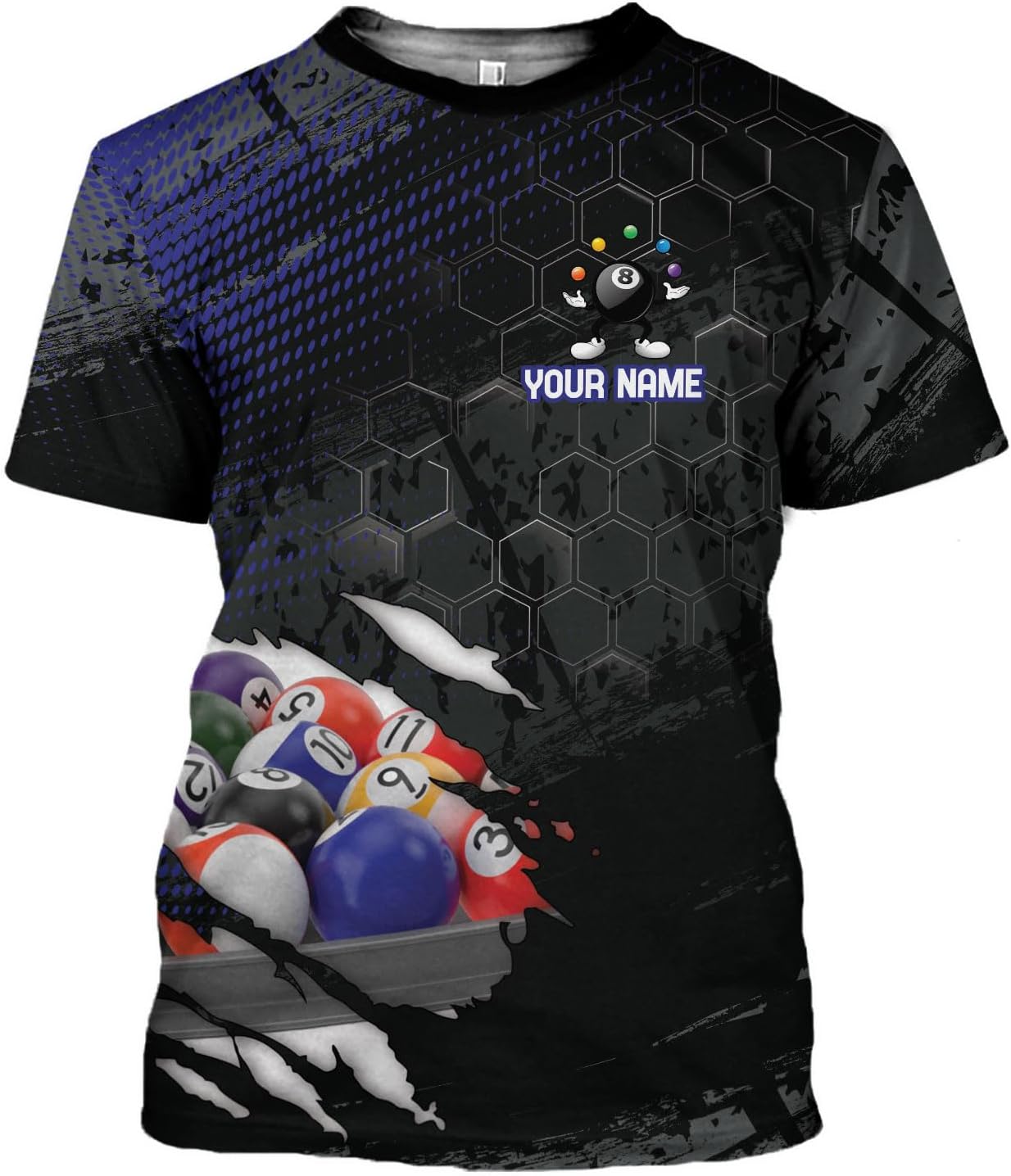Custom 3D Billiard Shirt for Men Women Personalized Pool Player Team Apparel with 8 Ball Flag Design Gift to Billiard Lovers