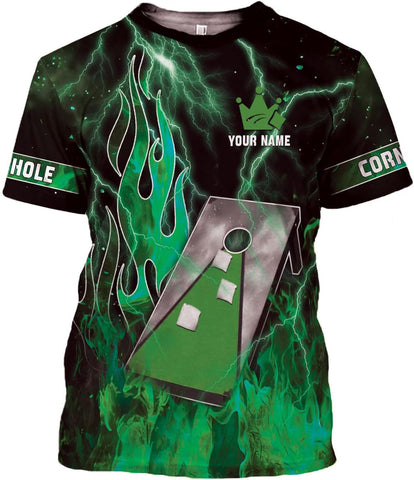 MoonArt Personalized Cornhole Shirts 3D Over Print for Men & Women, Funny Cornhole Player Toss Sports T-Shirt for Team
