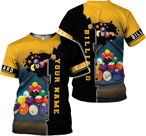 Mostprints Personalized Name Billiard Shirts 3D, Billiards Shirt 8 Ball Billiard Shirt Custom Men's Pool Men Women