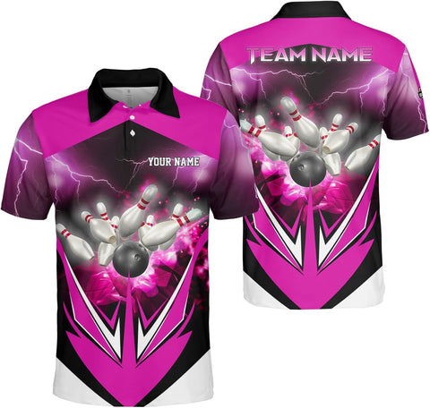 Ligthuy Personalized Name Bowling Polo Shirts 3D for Men and Women, Bowling Shirt, Bowling Team
