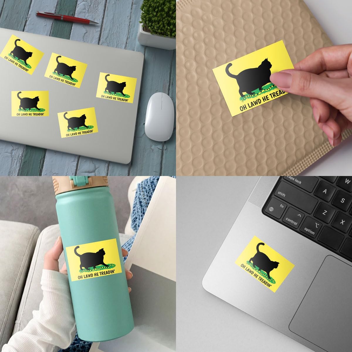 (3pcs) Chonk Cat Meme Sticker, Chonk Cats Sticker, Cat Snake Sticker, Cat Oh Lawd He Treadin' Sticker Die-Cut Waterproof Vinyl Sticker Laptop Water Bottle Window Phone Helmet