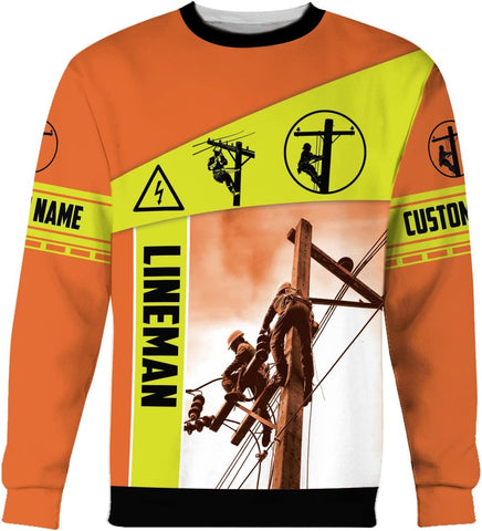 Personalized Lineman 3D Print Hoodies Unisex Pullover Hoodie Gift For Men, Women, Full Size S-5XL For Men Women