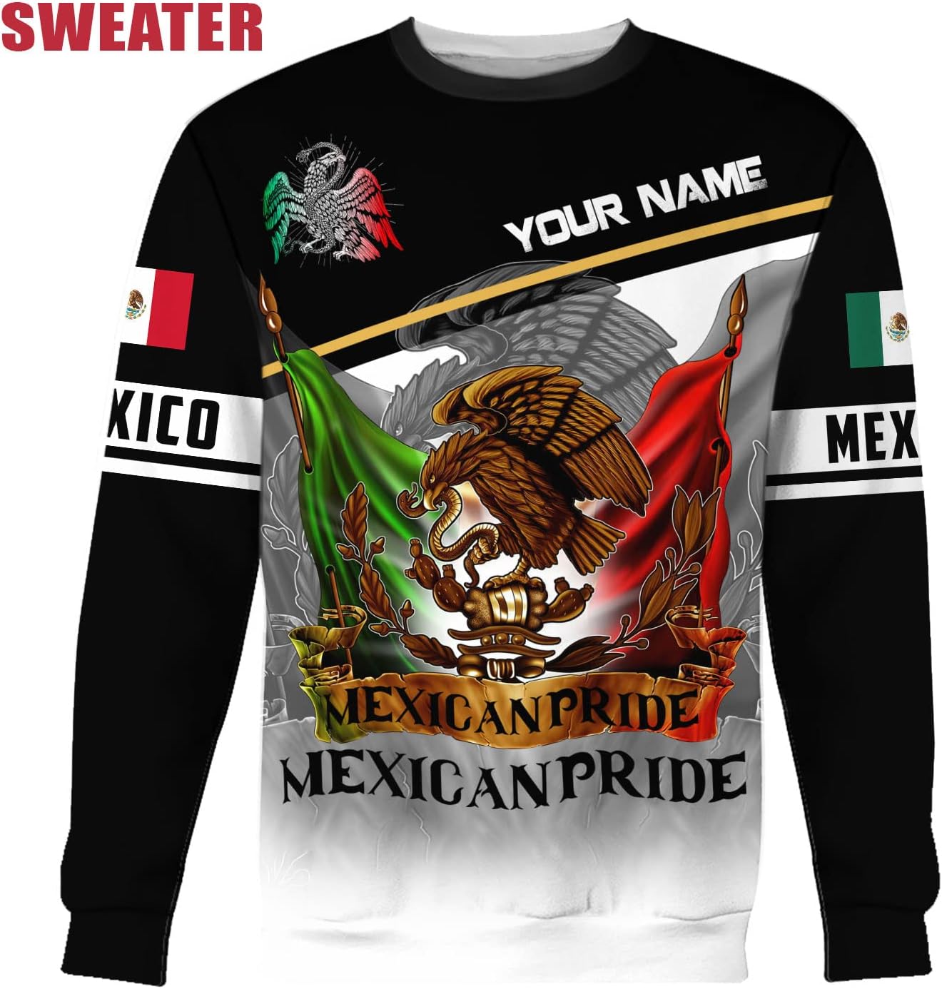 Mostprints Personalized Name Mexican Hoodie 3D, Mexican Hoodies for Men, Unisex Mexico Hoodie, Mexico Hoodies for Men