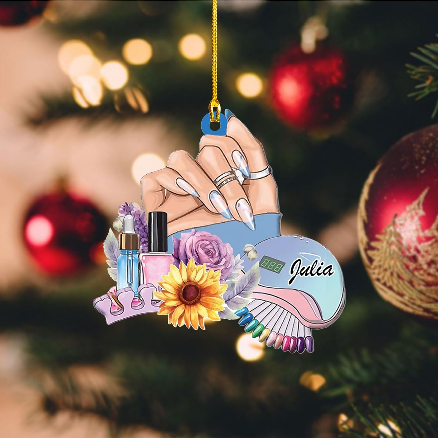Personalized Nail Ornament,Nail Technician Ornament, Nail Technician, Gift for Her, Makeup Ornaments Makeup Christmas Ornament, Nail tech Gifts, Nail Technician Gifts (Style 7)