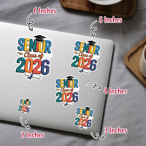 3Pcs Senior 2026 Sticker, Class of 2026 Stickers, Graduation 2026 Decal, Senior Color Stickers, Grad Year 2026, Senior 2026 Car Decorations - Stickers for Laptop Water Bottle Phone Car Helmet 3" (S1)