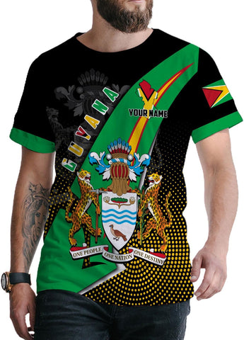 Rivelus Personalized Name 3D Shirt, Guyana Tshirt for Men Women, Guyanese Flag Pride Shirts, Guyana Gift S-5XL