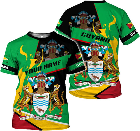 Rivelus Personalized Name 3D Shirt, Guyana Tshirt for Men Women, Guyanese Flag Pride Shirts, Guyana Gift S-5XL