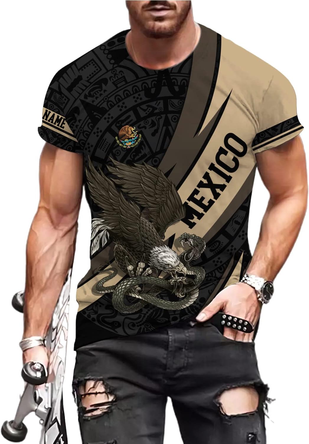 Paniprints Personalized Name Mexican Shirts for Men, Customized Mexico Shirts for Men, Mexico Shirts for Women Mexico Flag