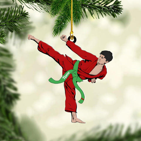 Personalized Karate Ornament, Personalized Karate Uniform Acrylic Shape Flat Ornament, Custom Karate Ornament, Gifts for Karate Lovers, Karate Christmas Ornament (Style 2)