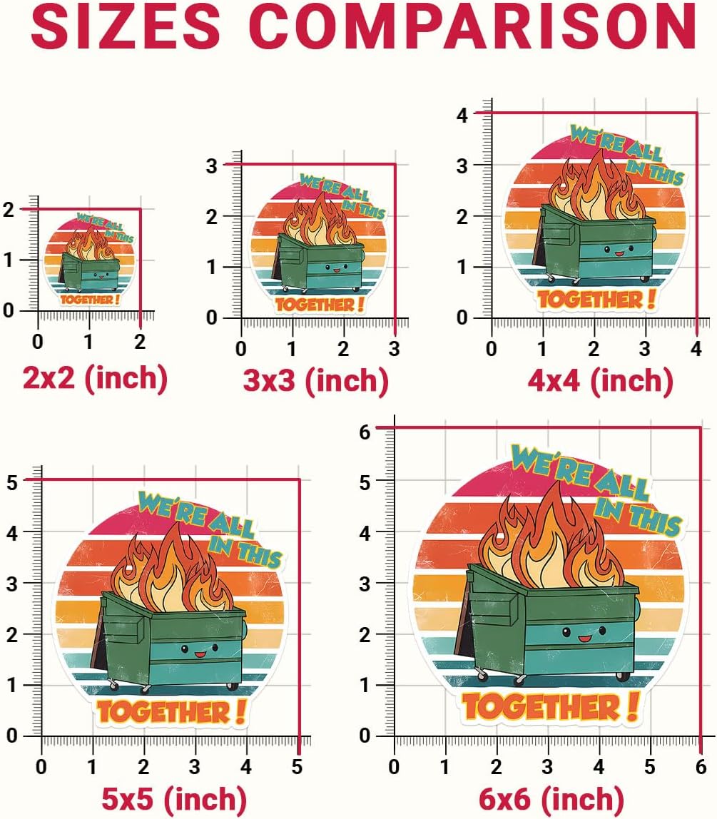 3Pcs We're All in This Together Sticker, Dumpster Fire Sticker, Everything is Fine Stickers, Garbage Fire Trash Waterproof Vinyl Decal - Stickers for Laptop Water Bottle Phone Car Window Helmet 3"