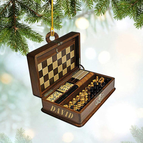 AOVL Personalized Chess Christmas Ornament Custom Chess Lover Ornament Chess Board Gift King and Queen Chess Ornament for Chess Fan Chess Christmas Tree Ornament Xmas 2023 (Chess 3)