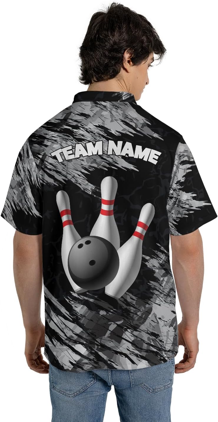 Personalized Name Bowling Baseball Jersey, Bowling Shirts for Men, Short-Sleeve Bowling Jerseys for Team, Bowling Shirts (Style 2)
