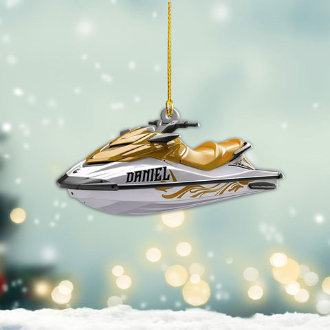 AOVL Custom Jet Ski Ornaments 2024 Jet Boat Ski Christmas Ornament Skiing Jet Boat Christmas Tree Ornament Gift for Watercraft Lovers Speed Boat Ornaments (JK4)