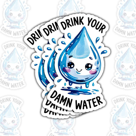 Drink Your Damn Water Motivational Quote 3" sticker, Vinyl Decal Waterproof for Laptop, Water Bottle, Tumbler, Car – Gift for Health Enthusiasts, Self-Care Seekers