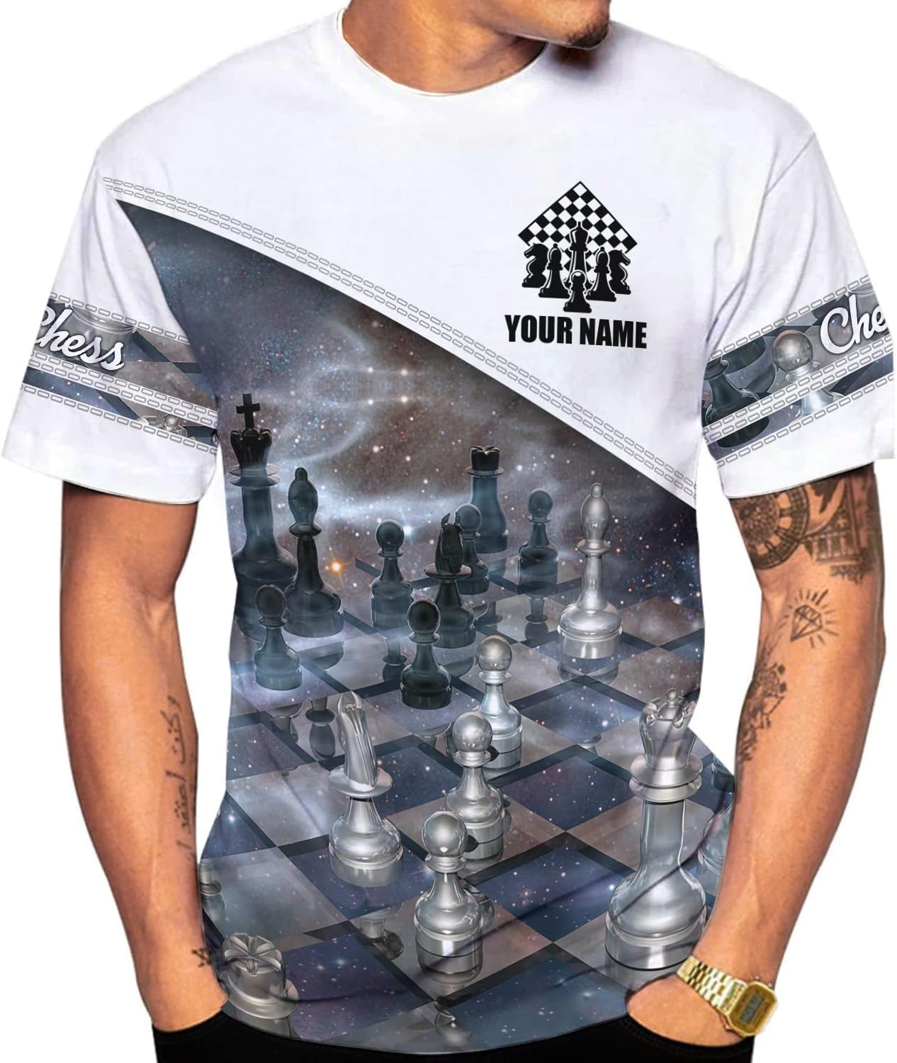 Personalized Name Chess 3D Full Color Shirt, Custom Name Chess 3D Shirt for Men, Women, Chess Lover, USA Chess Shirt