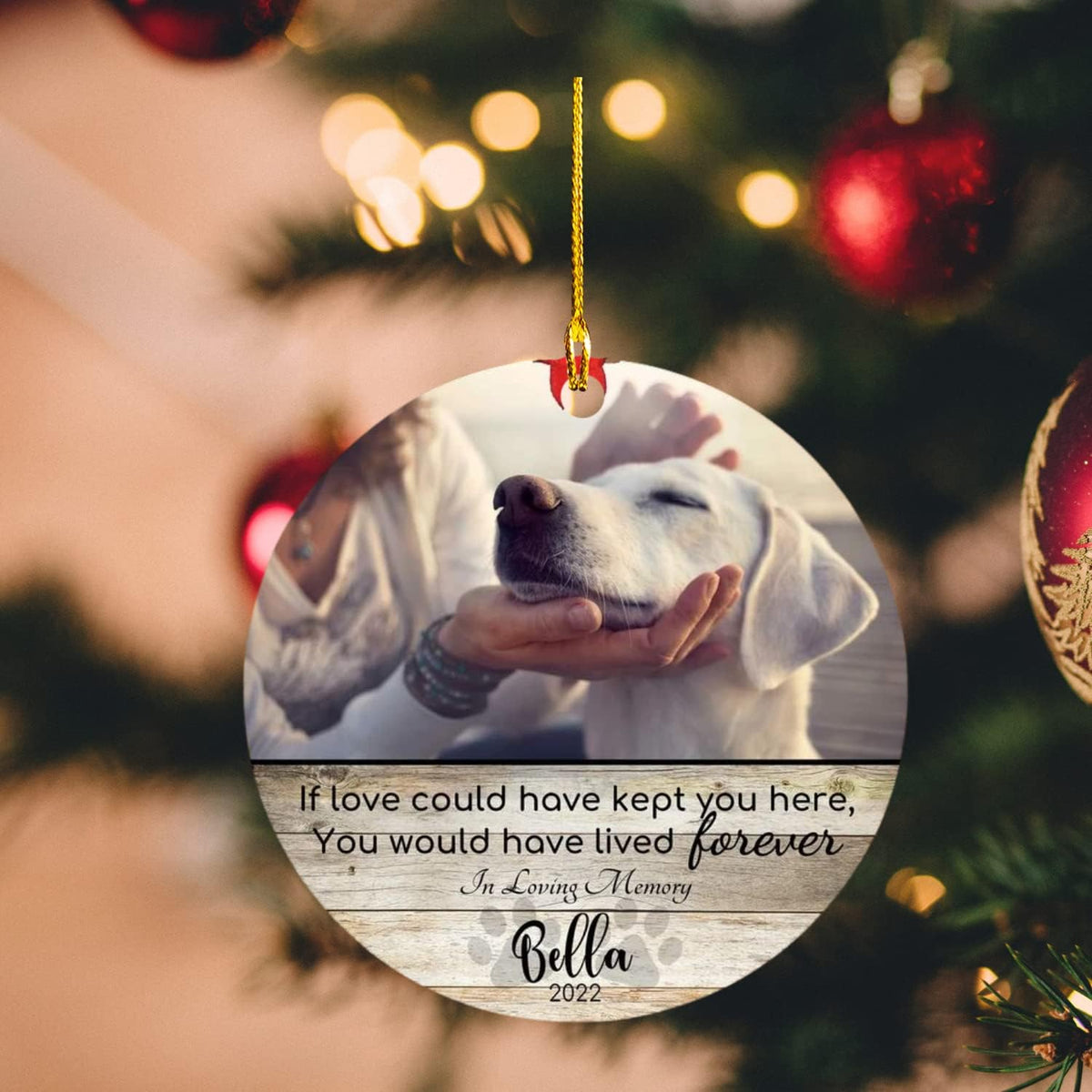 Personalized Personalized Dog Ornaments for Christmas Pine Tree Hanging-Your Dog's Name, Pet's Photo on a Custom Dog Christmas Ornament, for a Dog Lover Decorations for Couple Friends Family1