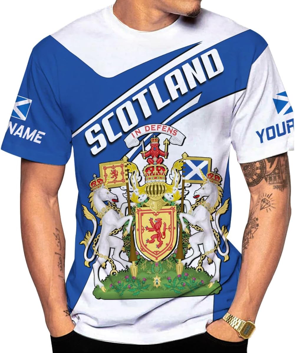 Mostefy Personalized Scotland Shirt 3D, Custom Name Scotland Tshirt, Scottish Shirts for Men and Women, Scottish Shirt S-5XL