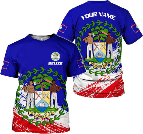 Artparel Personalized Belize Shirt Coat of Arms of Belize Flag Shirts Belizean Country Flag Gift T-Shirt Belizean Shirt S-5XL