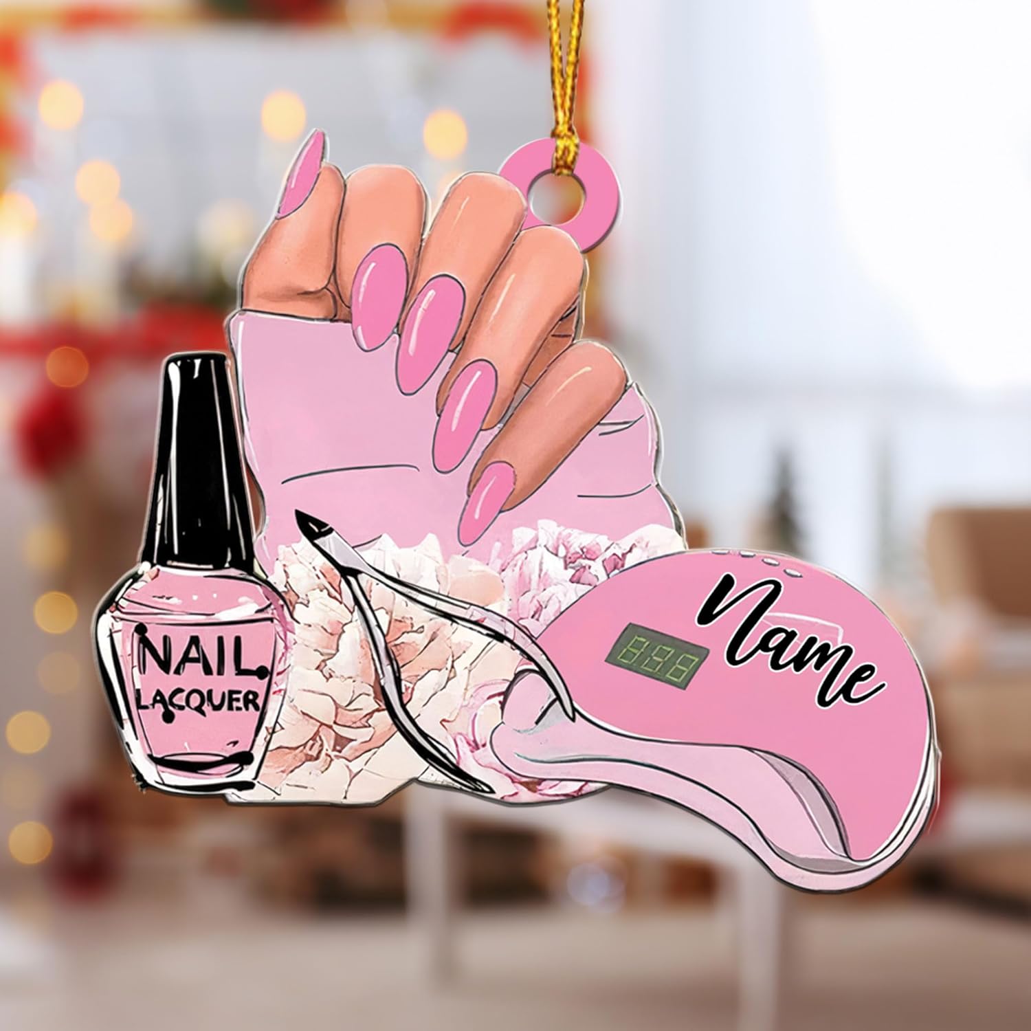 AOVL Personalized Nail Ornament,Nail Technician Ornament, Nail Technician Ornaments, Makeup Ornaments Makeup Christmas Ornament, Nail tech Gifts, Nail Technician Gifts (Nail 9)