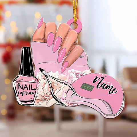 AOVL Personalized Nail Ornament,Nail Technician Ornament, Nail Technician Ornaments, Makeup Ornaments Makeup Christmas Ornament, Nail tech Gifts, Nail Technician Gifts (Nail 9)