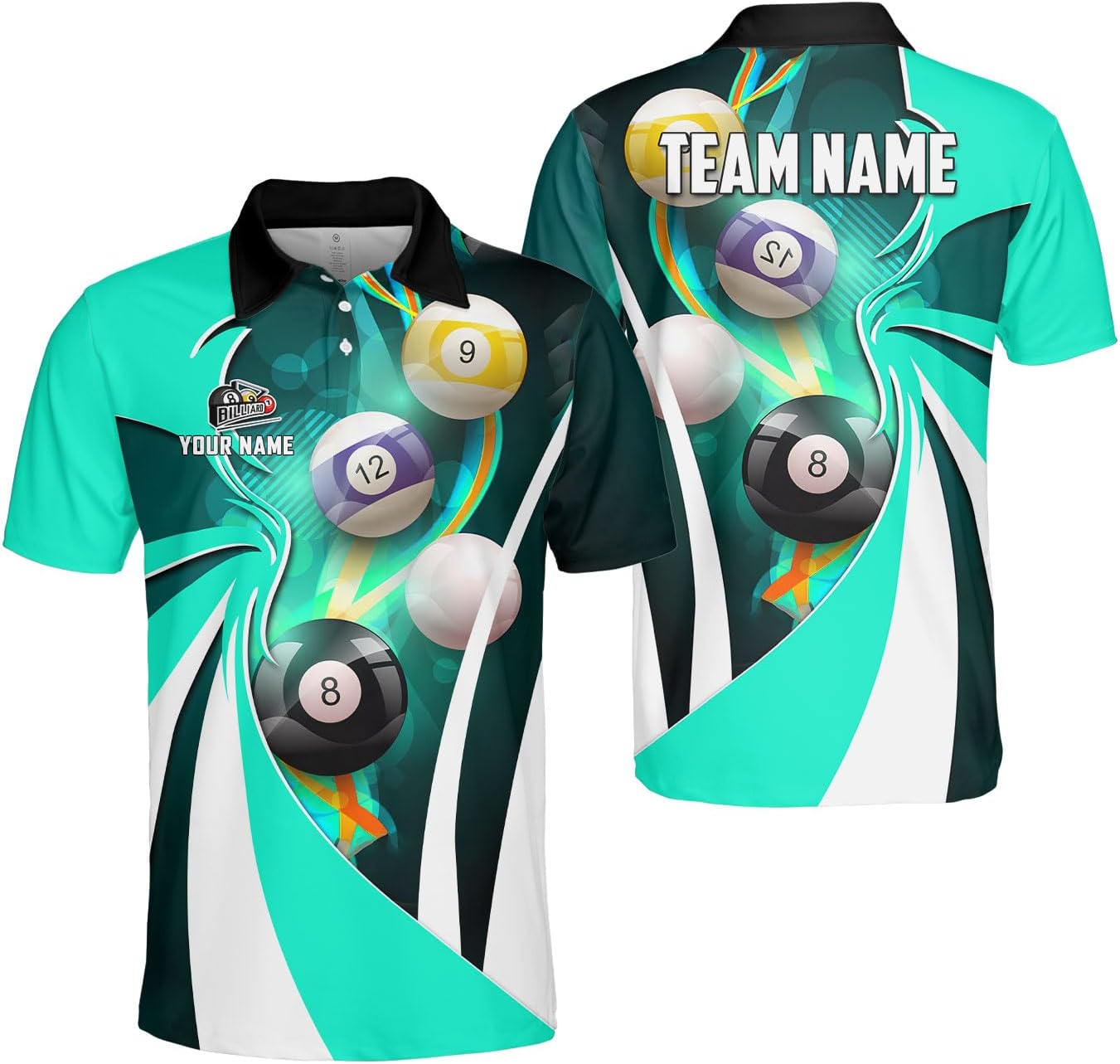 Ligthuy Personalized Billiard Polo 3D, 8 Ball Shirt, Billiards Shirts for Men, Billiard Gifts for Men and Women S-5XL