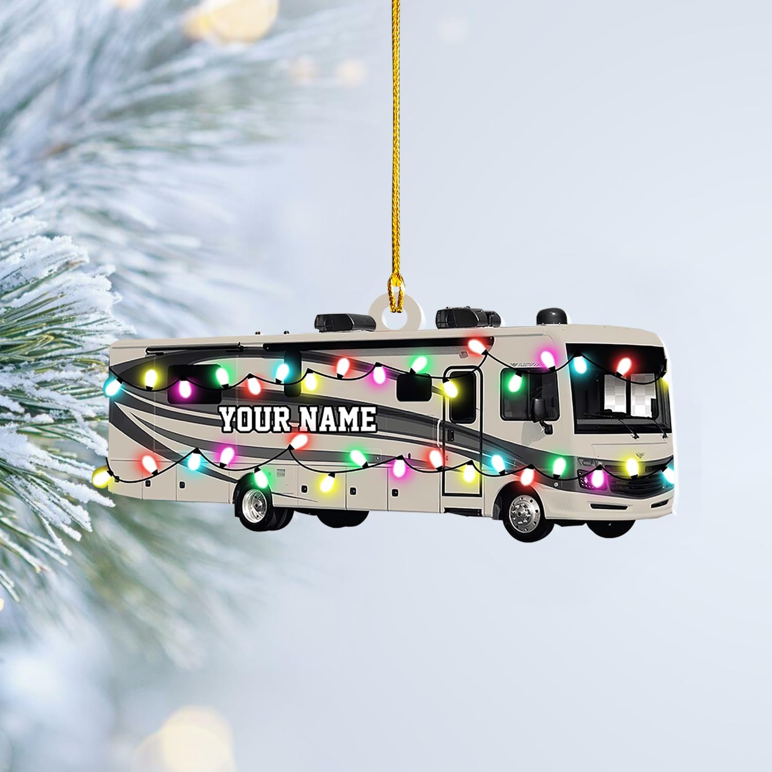 RoyalBro Personalized Camper Ornament Custom Camping Ornament, Tent Ornament RV Camping Ornament, Happy Gifts for Camping Lovers, Travel Camping Backpacked Hanging Ornament (CP 4)