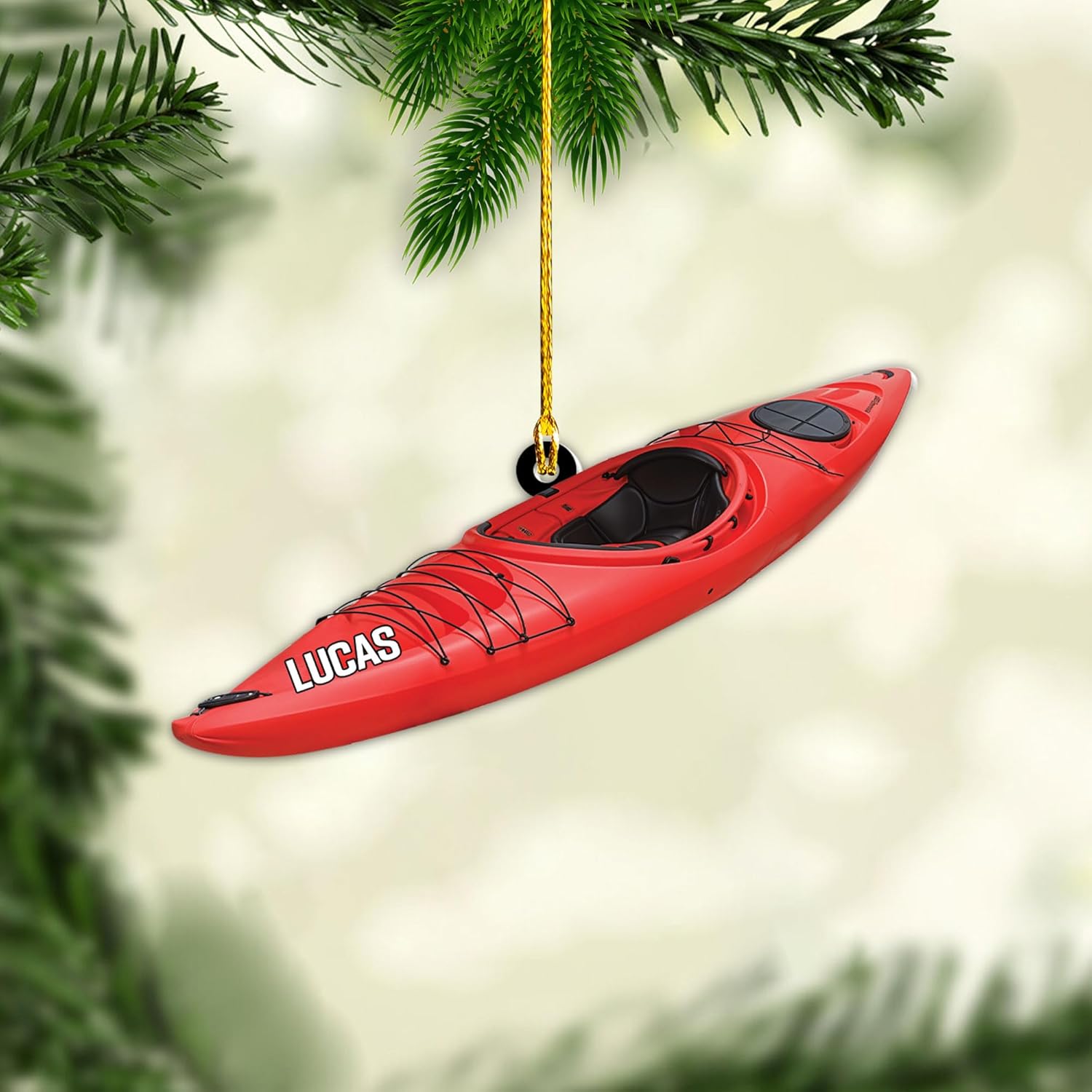 AOVL Personalized Kayak Ornament Lake Kayaking Board Ornament Kayak Gift for Christmas Tree Kayaking Christmas Ornament Kayaking Gifts Ornaments (KY1)