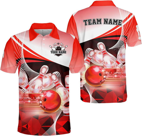 Ligthuy Personalized Name Bowling Polo Shirts 3D for Men and Women, Bowling Shirt, Bowling Shirts for Men Team Bowling Shirt3