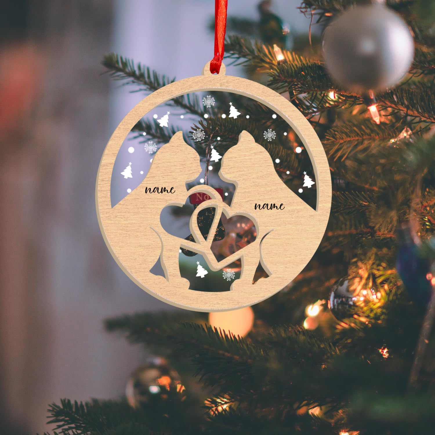 MAPrints Personalized Cat Ornaments for Christmas Tree, Custom Cat Christmas Ornament 2024, Cat Wood and Acrylic Ornament, Lovers Cat Memorial Ornament, Cat Hanging Ornament Cat On The Moon (CAT 7)