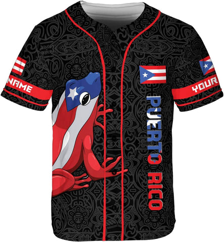 Mostprints Personalized Puerto Rico Baseball Shirt, Customized Team Name Puerto Rican Baseball Jersey for Men and Women S-5XL