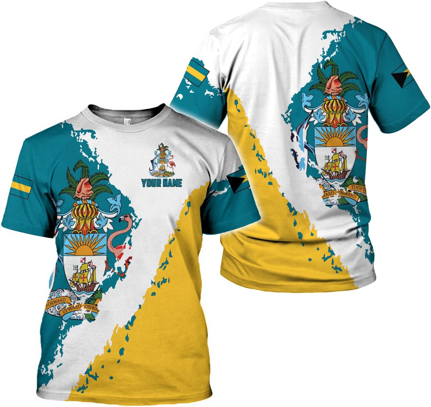Artparel Personalized Bahamas Shirts 3D Bahamas T-Shirt Bahamas Shirts for Men Bahamas Souvenirs Shirts Bahamas Flag Shirts
