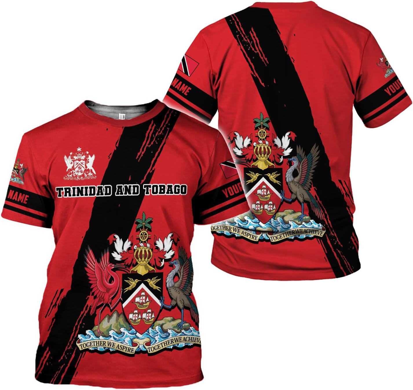 Personalized Trinidad & Tobago Shirts Trinidad and Tobago Coat of Arms Flag 3D Shirts Trinidad Pride Independence