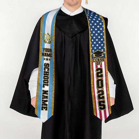 Custom NAME Guatemalan American Graduation Stole 2025, Guatemala Graduation Sash, Grad Accessories