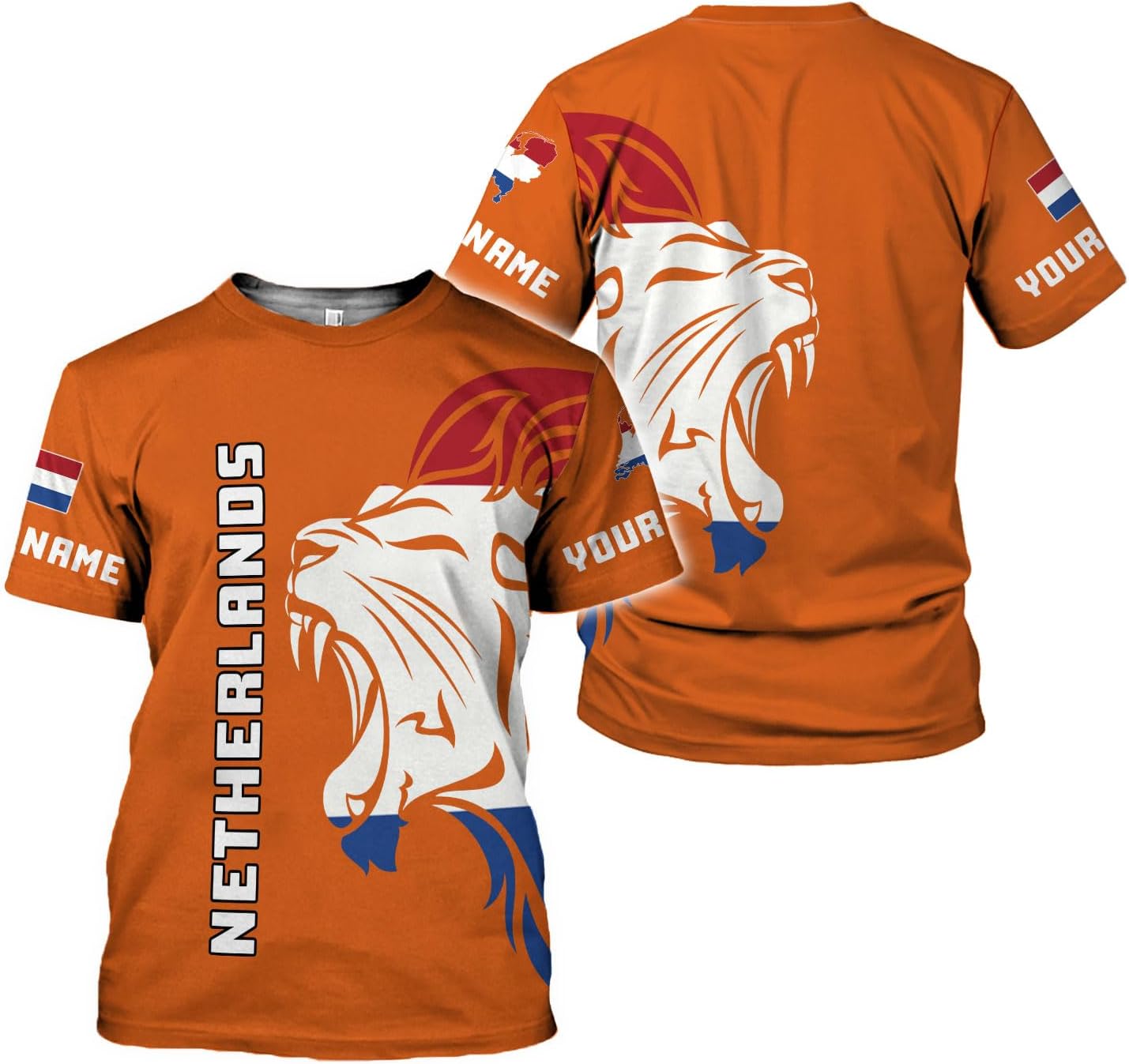 MoonArt Personalized Netherlands Shirts Dutch Coat of Arms Flag Netherlands 3D Shirts Holland Lion Dutch Pride Gift