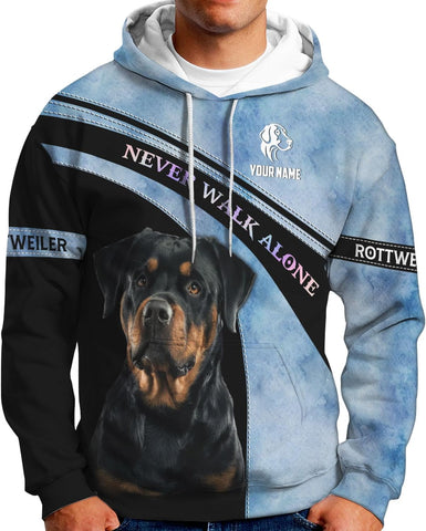 Personalized Rottweiler Dog 3D Hoodie, Custom Name Rottweiler Dog 3D T-Shirt, Sweatshirt, Hoodie Zip for Women, Mens