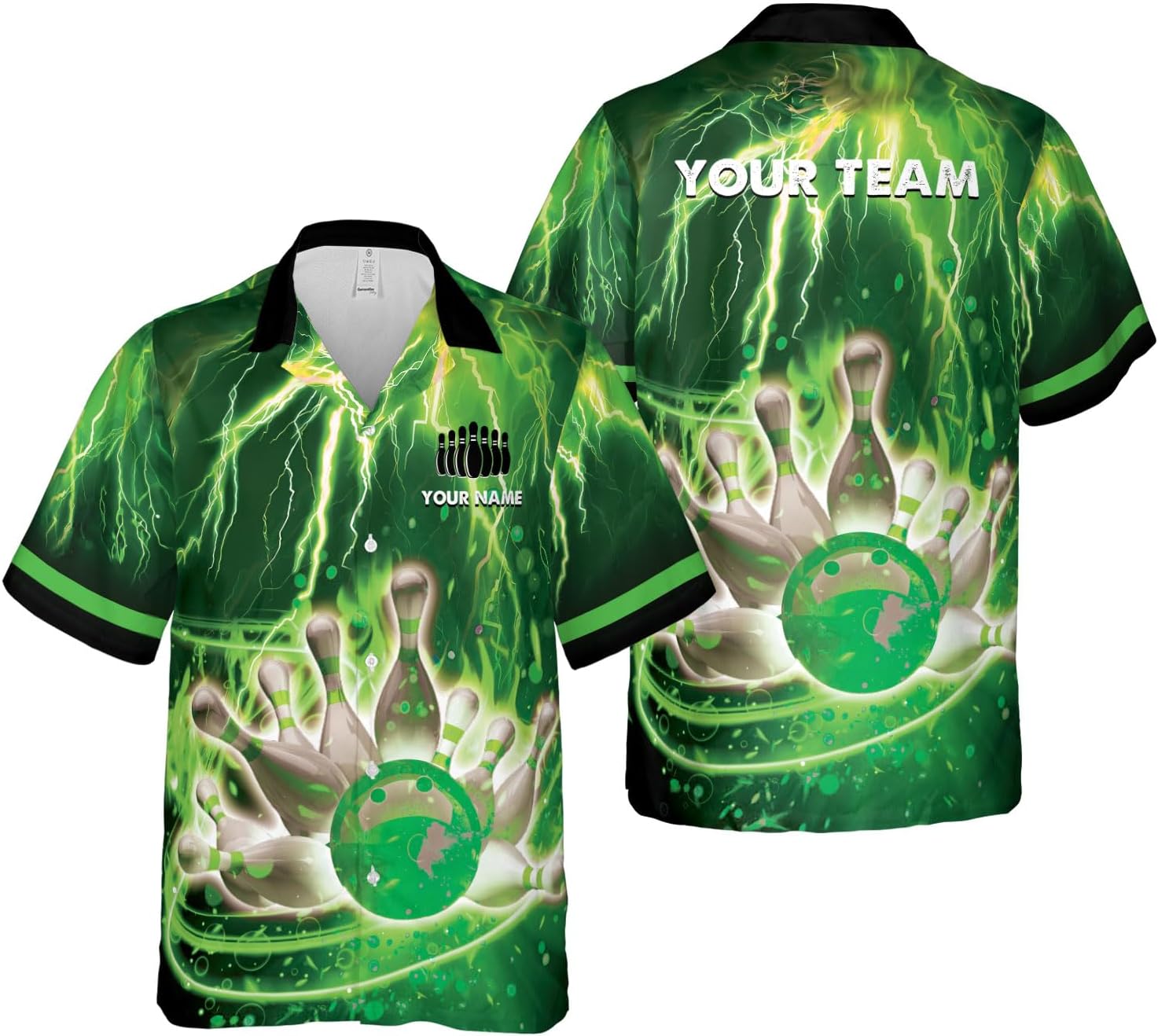 Rivelus Personalized Name Bowling Hawaii Shirts for Men and Women 3D, Bowling Shirts for Team Bowling, Bowling Shirts Gift