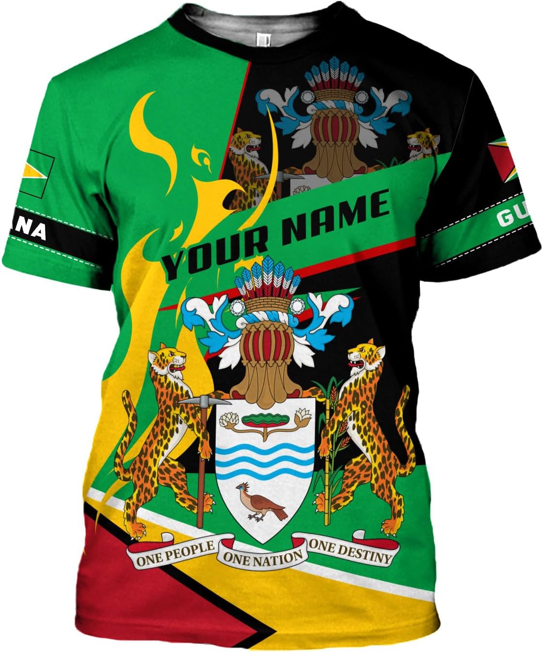 Rivelus Personalized Name 3D Shirt, Guyana Tshirt for Men Women, Guyanese Flag Pride Shirts, Guyana Gift S-5XL