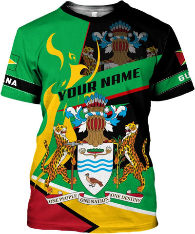 Rivelus Personalized Name 3D Shirt, Guyana Tshirt for Men Women, Guyanese Flag Pride Shirts, Guyana Gift S-5XL