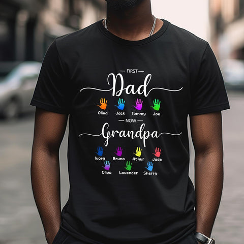 Personalized Dad Shirt, Custom Dad Grandkids Name Shirt, Birthday Christmas Fathers Day Dad Grandpa Gift