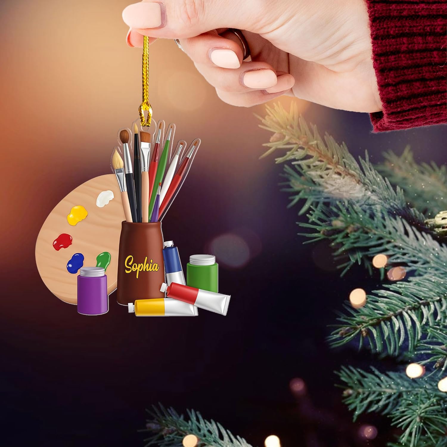 Personalized Painting Ornaments Gifts for a Painter, Painter Ornament Gift for Artist, Artist Christmas Ornament 2024, Artist Palette Christmas Ornament, Paint Brush Ornament for Painter (ON759)