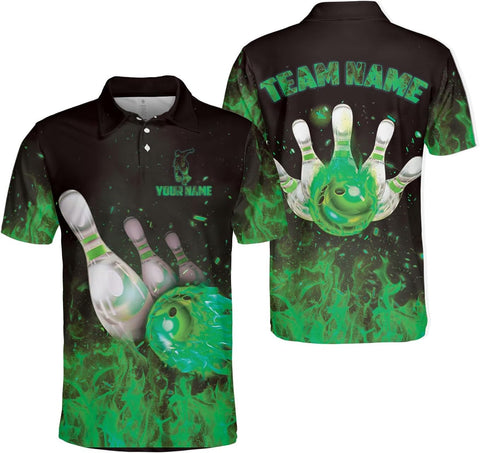Custom 3D Bowling Polo Shirts for Men and Women Personalized Team Name Gift Unisex Customized Bowling Short Sleeve Polo Shirt