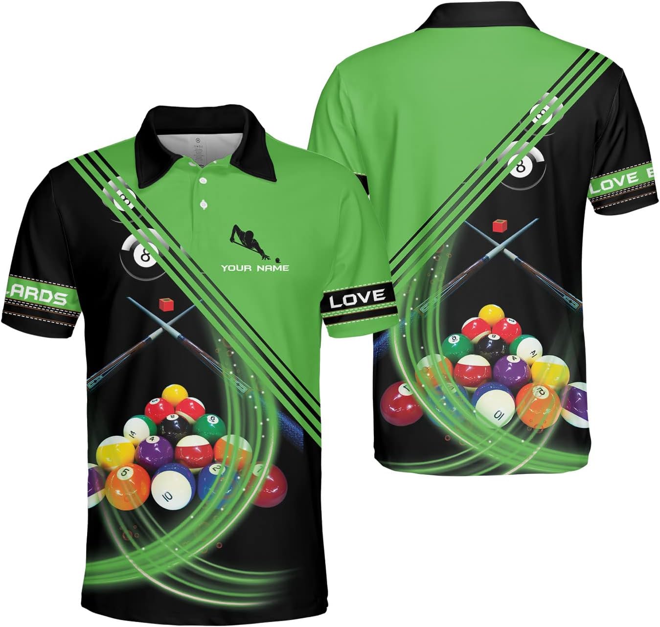 Custom Billiard Polo Shirts for Men Women Personalized Name Team 8 Ball Shirt Billiards Apparel Pool 3D Tshirts Gifts Player