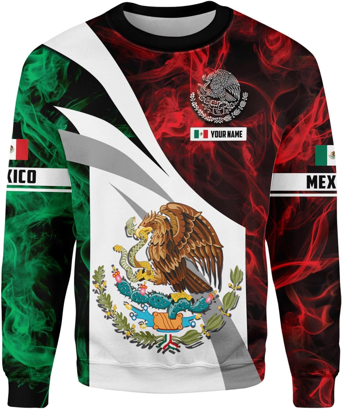 HomeDesign Custom Mexico Shirts Personalized Name Mexican 3D Flag Shirt for Men Women Aztec Unisex US Eagle Pride Camisas