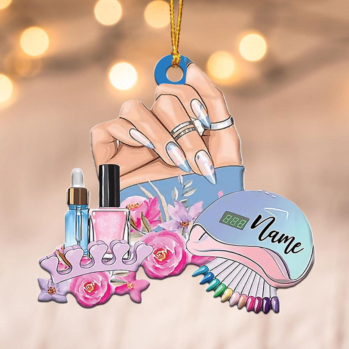 AOVL Personalized Nail Ornament,Nail Technician Ornament, Nail Technician Ornaments, Makeup Ornaments Makeup Christmas Ornament, Nail tech Gifts, Nail Technician Gifts (Nail 1)